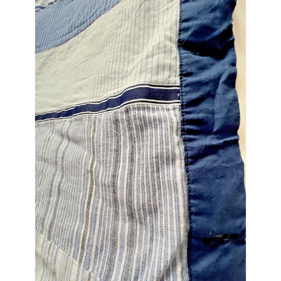 NAUTICA Shower Curtain 100% Cotton Patchwork Navy Blue Denim White 70" x 70" - Picture 7 of 12